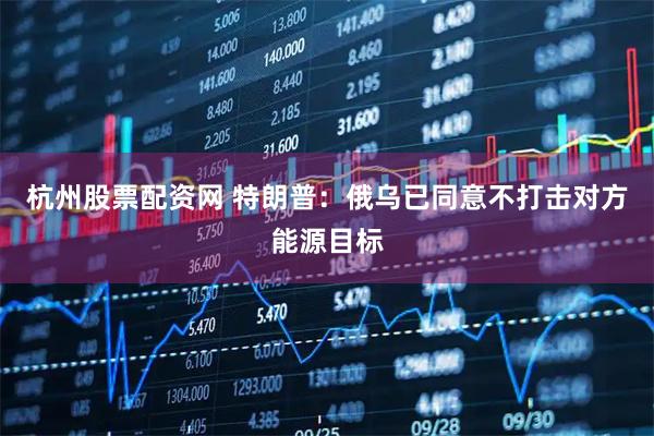 杭州股票配资网 特朗普：俄乌已同意不打击对方能源目标